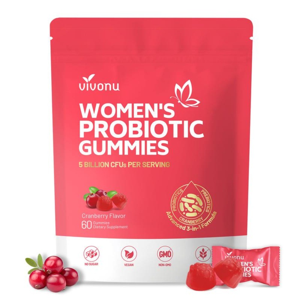 Vivonu Womens Cranberry Probiotic Gummies 5B CFU Intimate pH Balance 60ct