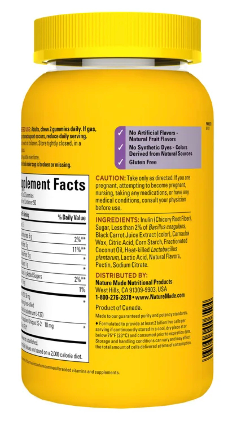 Nature Made Gummies Triple-Action Biotics Pre + Pro + Post-Biotics x 100 Gummies