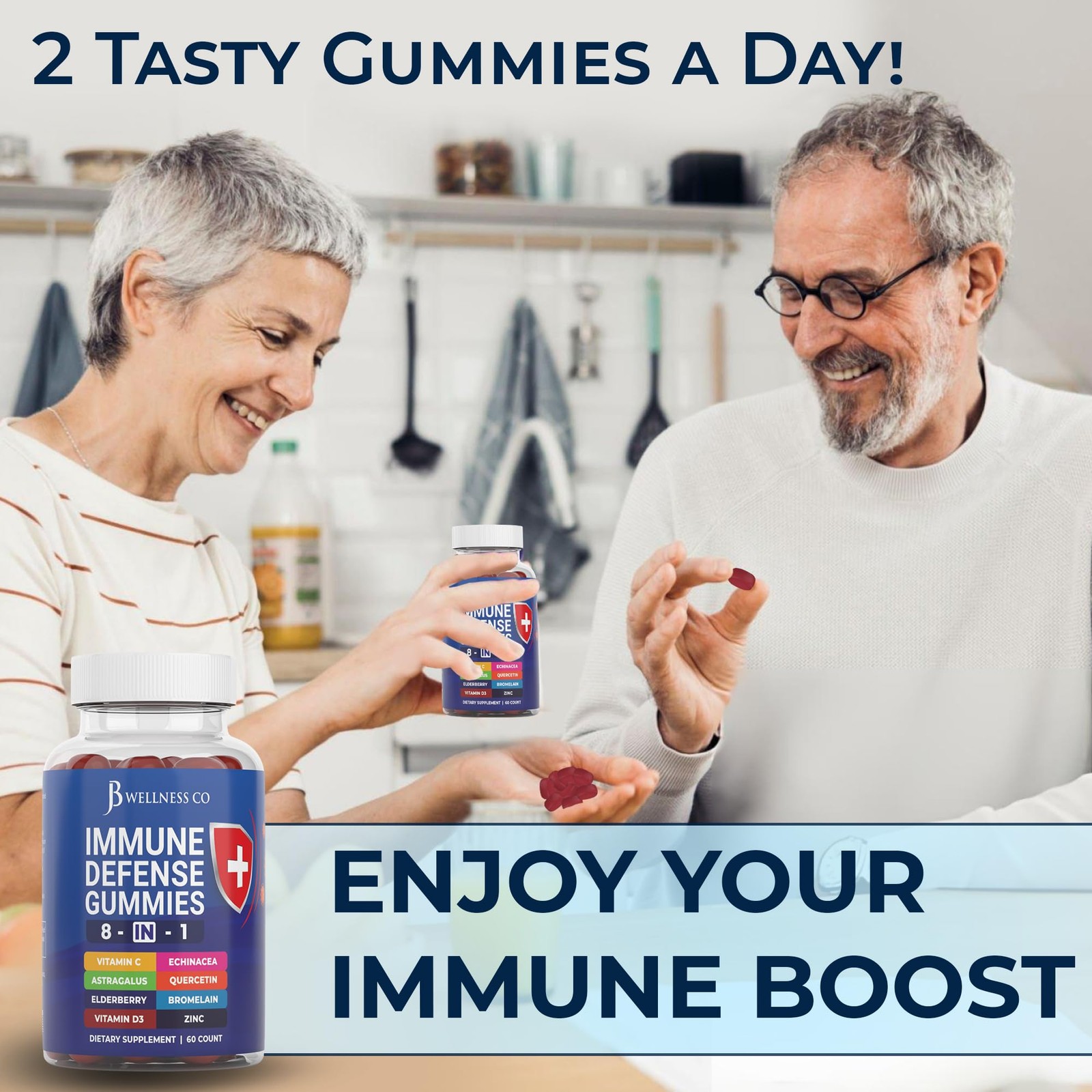 8 in 1 Immune Defense Booster Supplement Gummies with Astragalus Root, Vitami…