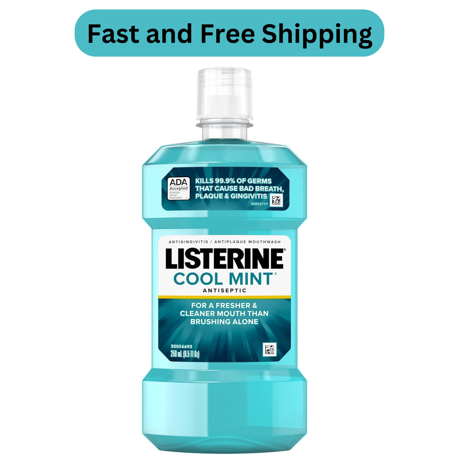 Listerine Cool Mint Antiseptic Mouthwash for Bad Breath, 250 ml