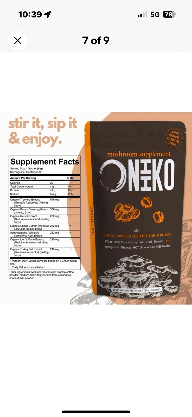 Mushroom Coffee with Ginseng, Ashwagandha and MCT Oil for Energy, Focus and C…