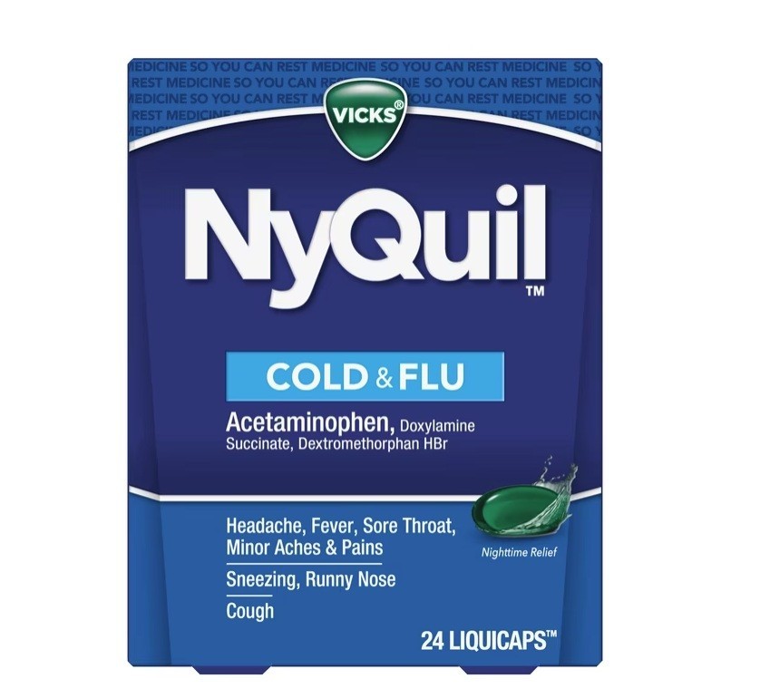 2 PACK Vicks, Nyquil Severe Cold And Flu Liquicaps, 24 Count