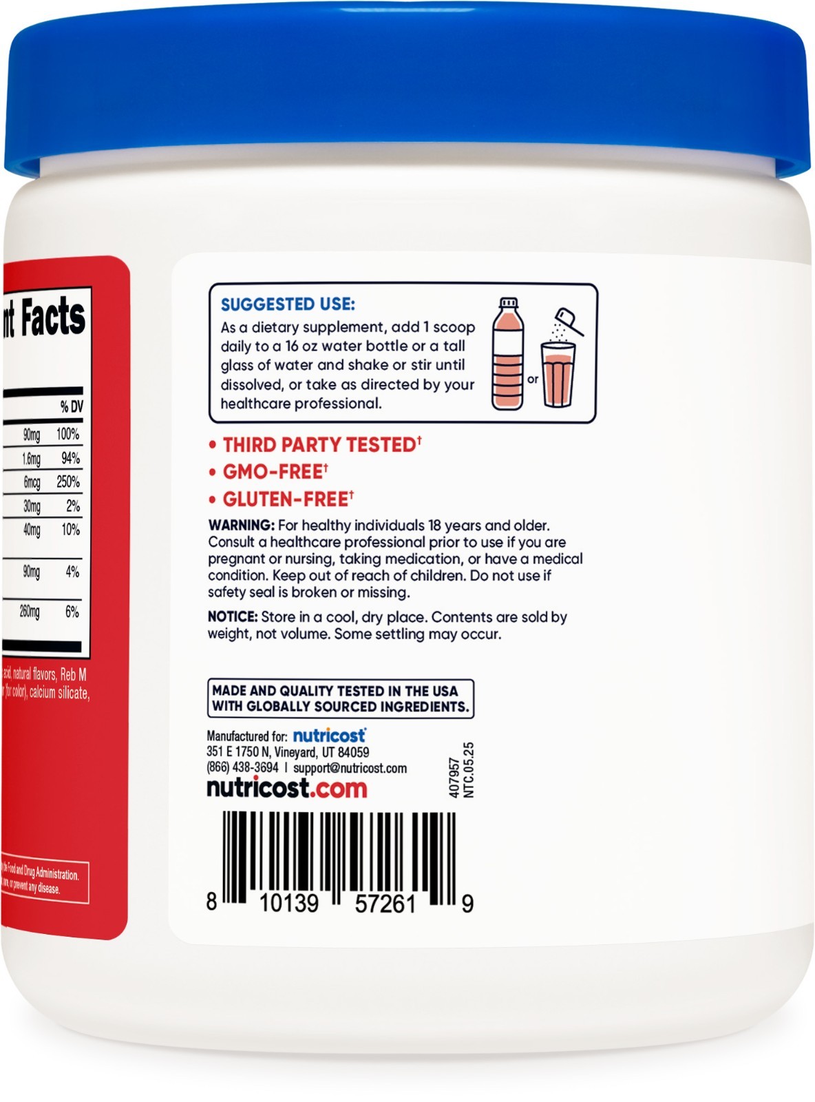 Nutricost Electrolyte Complex Drink Mix Powder (Fruit Punch) 120 Servings