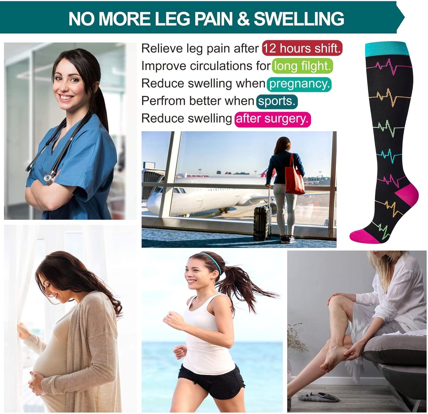 LEVSOX Compression Socks Women and Men, 20-30mmHg, Best for Nurses, Travel, Preg