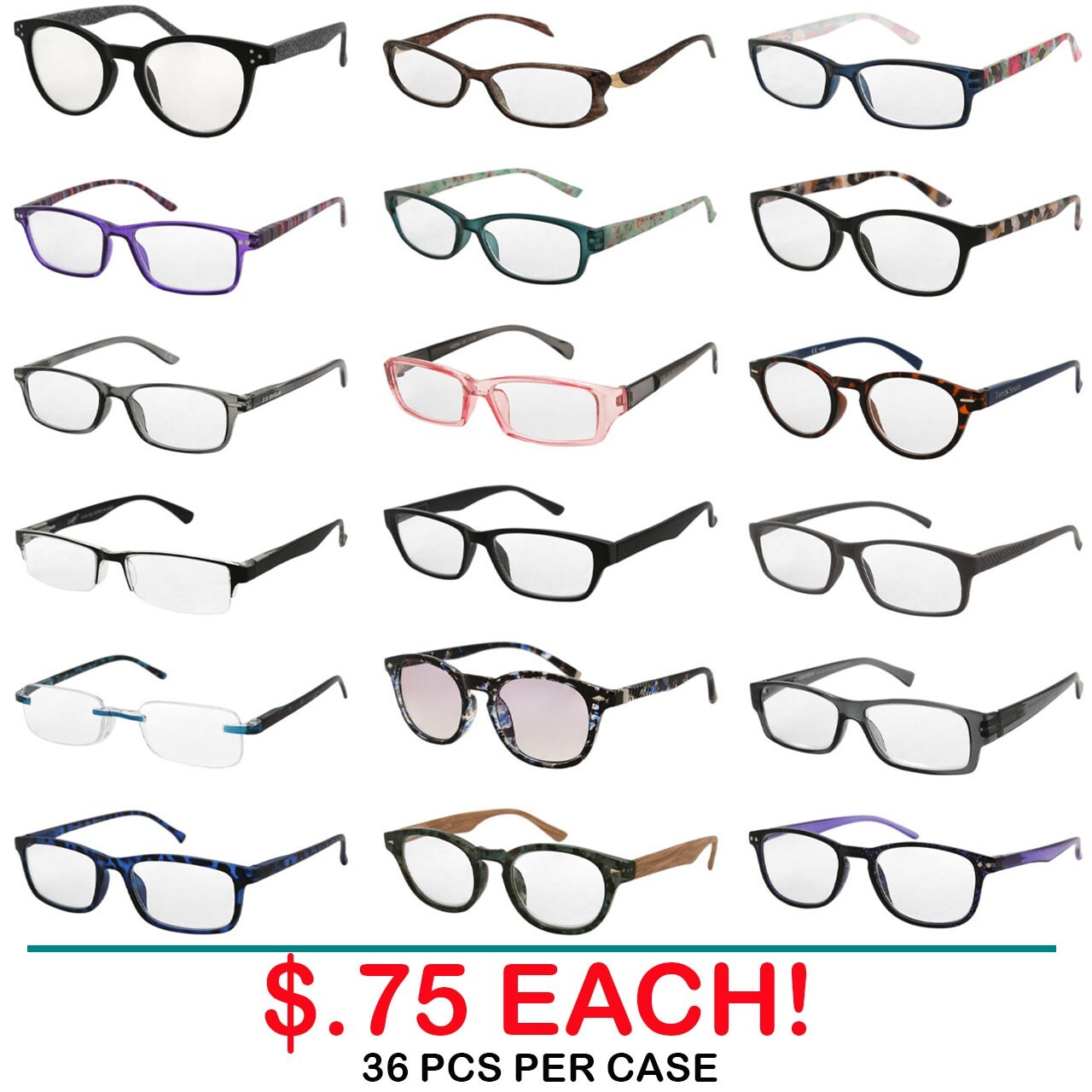 Reading Glasses 36 PACK Assorted Powers Mens Womens Unisex Frames GREAT DEAL