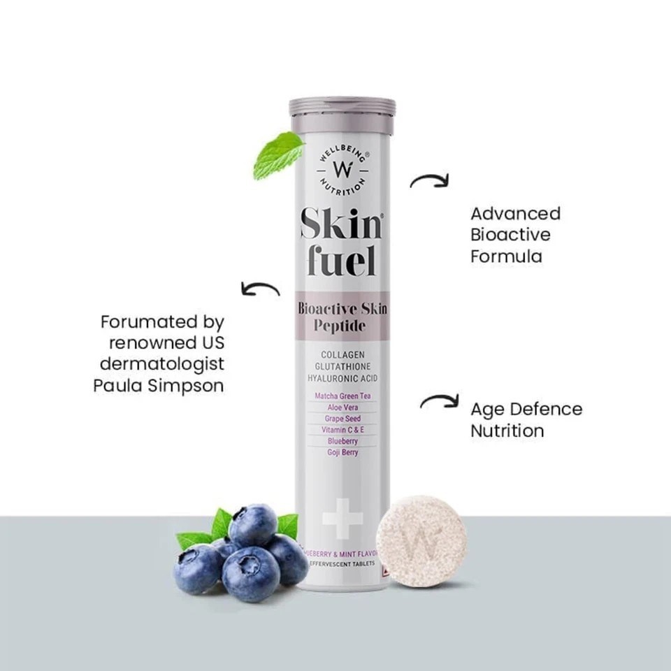 Wellbeing Nutrition Skin Fuel Glutathione 15 Effervescent Tablets for Skin, Radi