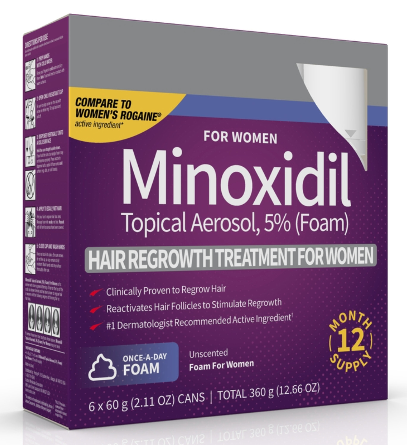 ✳️🔥 Kirkland Minoxidil 5% FOAM WOMEN Hair Regrowth Treatment 12 Months ✳️🔥