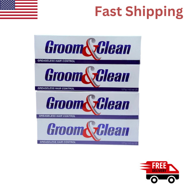Groom and Clean Greaseless Hair Control Cream 4.5 oz Each EXP 07/2028 4 Pack