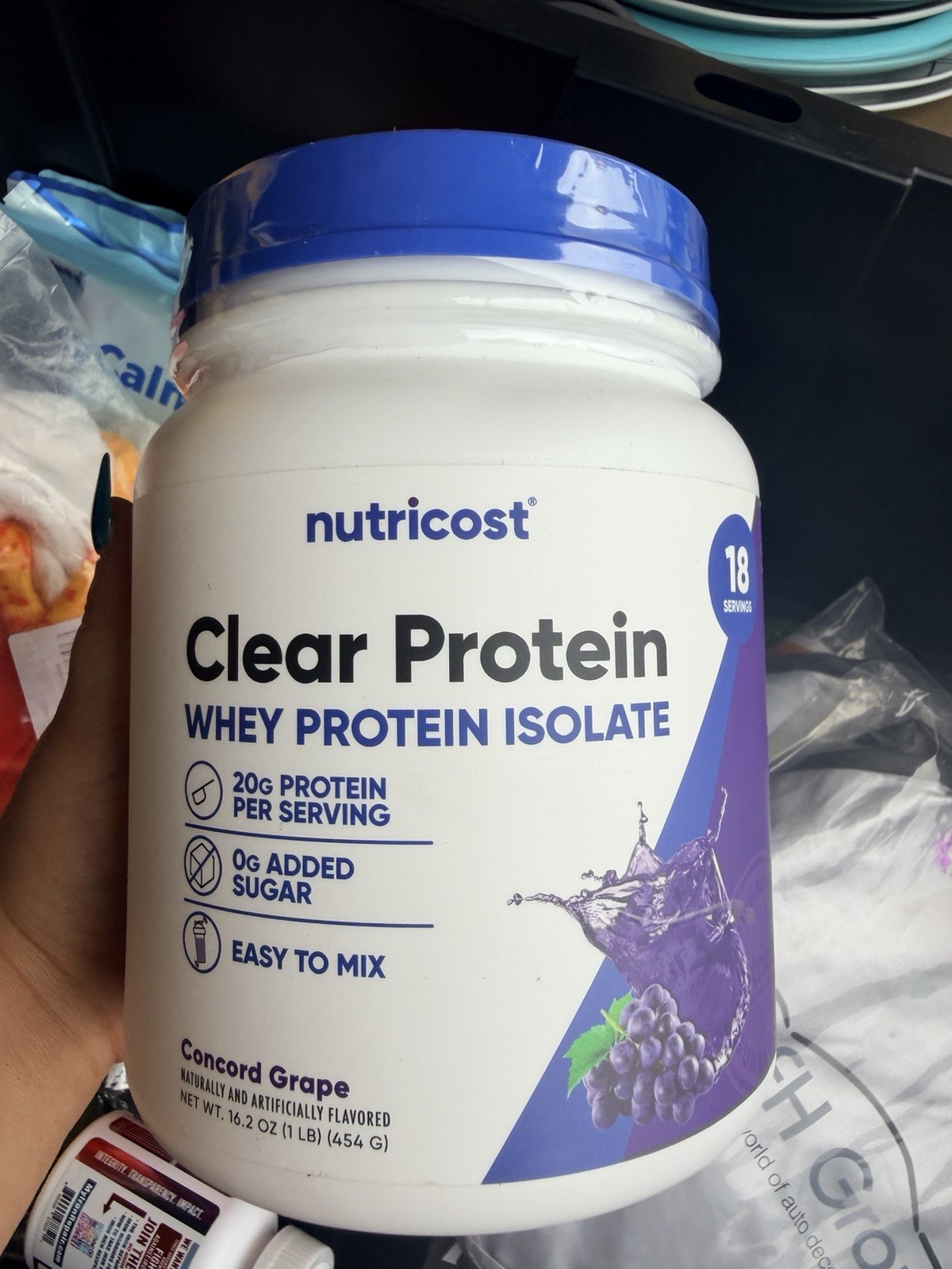 Nutricost Clear Whey Protein Isolate Powder Concord Grape Easy Mix 16.2 oz