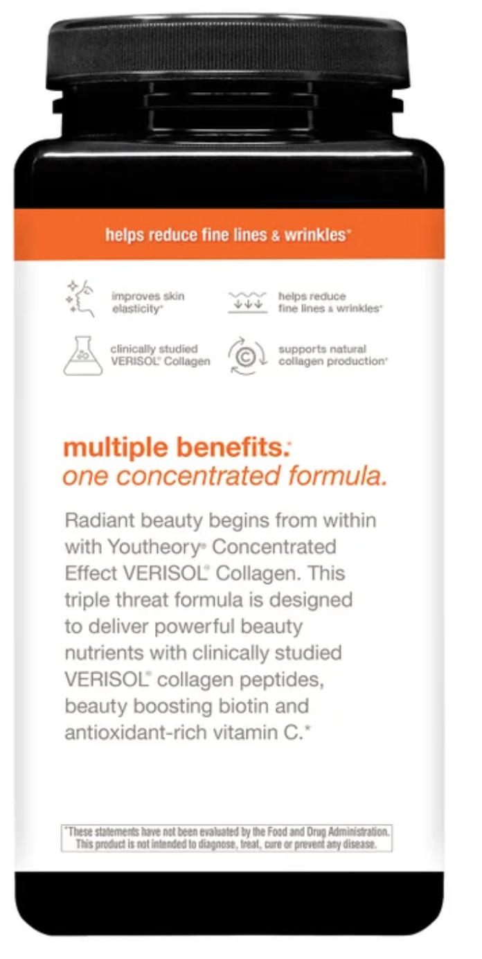 Youtheory Collagen Verisol 345 Tablets Biotin Antioxidants Skin Support