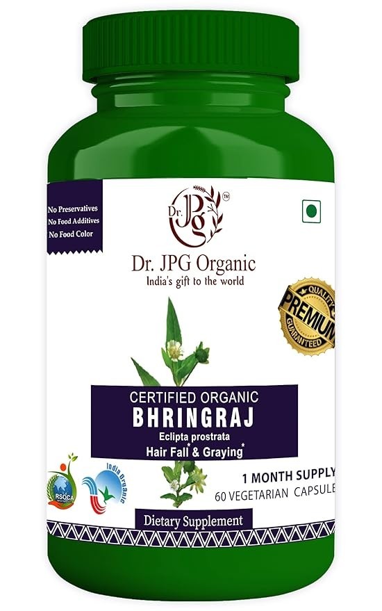4x Organic Bhringraj Capsules Dr. JPG Organic ISO & GMP Certified
