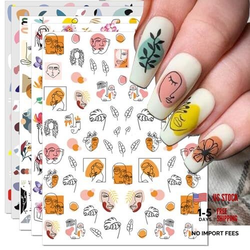 Nail Art Stickers, 3D Abstract Nail Decals, Self-Adhesive Graffiti Fun