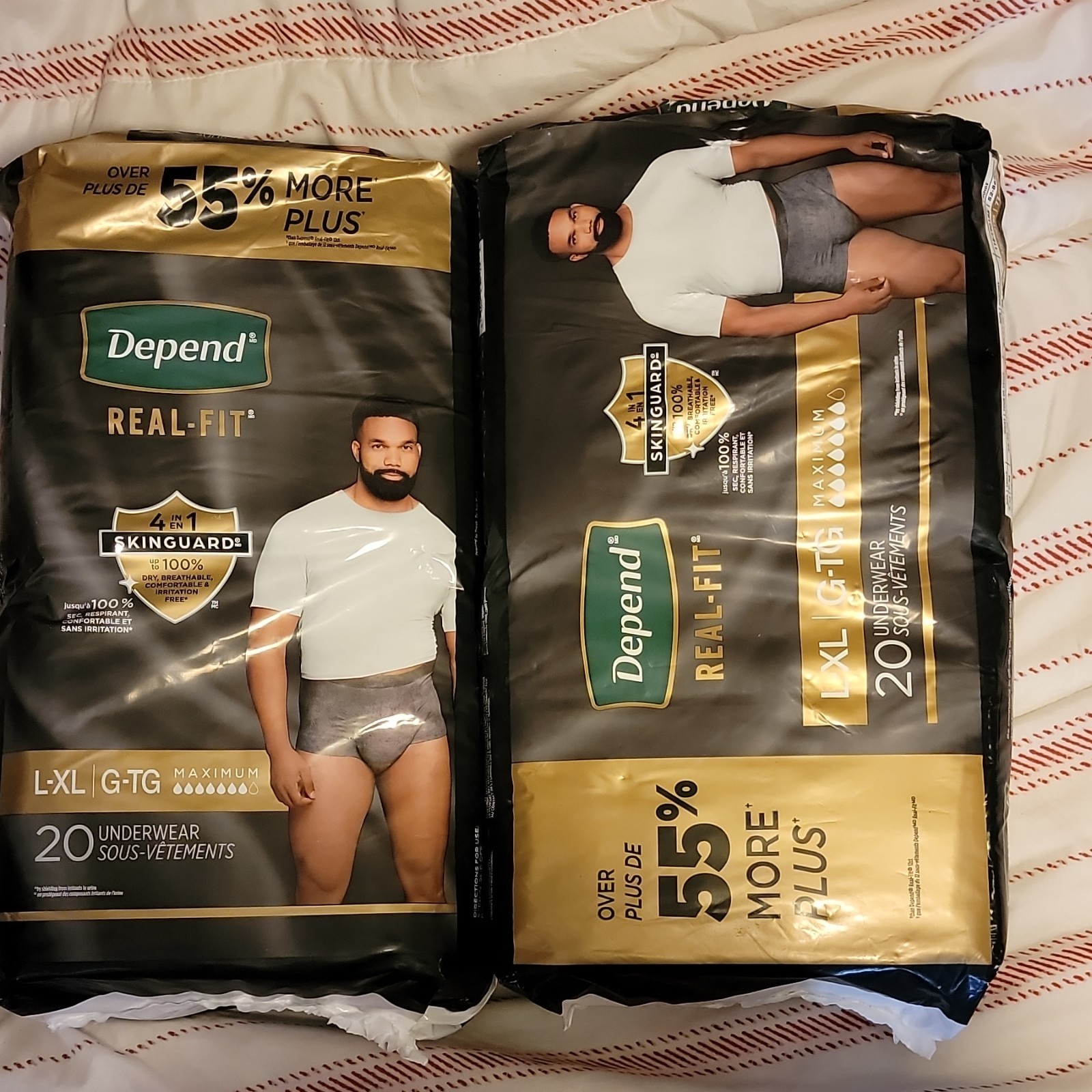 Depend Real-Fit Maximum Incontinence Pants for Men L-XL Gray Disposable 2×20 Pk