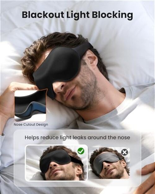 3 Pack Sleep Masks for Side Sleepers, True Blackout 3D Eye Blue&black&purple