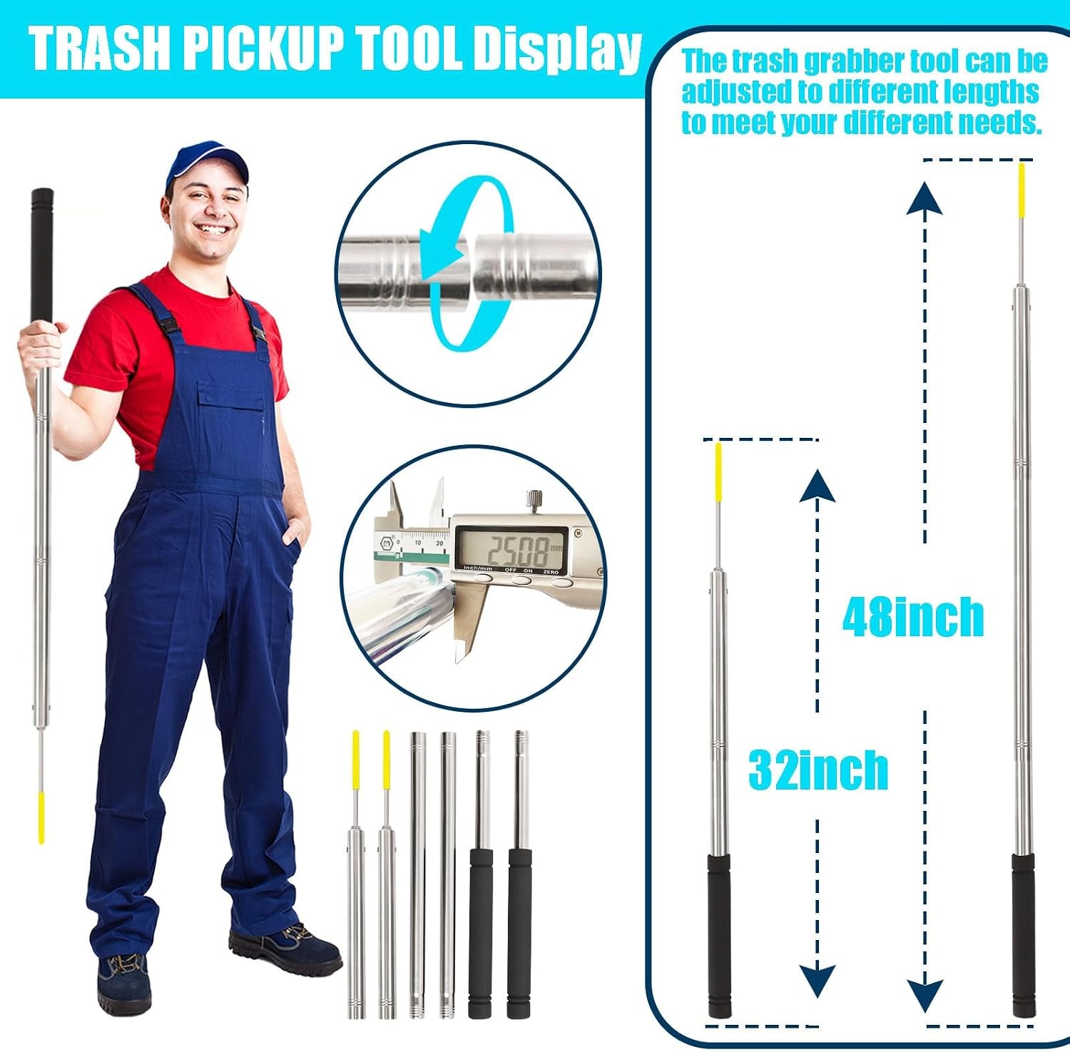 Trash Pickup Tool,48Inch Trash Picker Upper Grabber High-Duty Stainless Steels