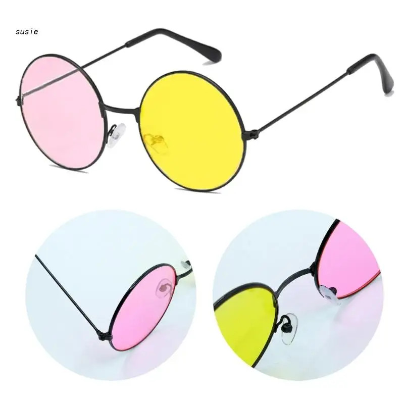 Vintage Round Frame Sunglasses for Cosplay Taking Photo Tool Mixed Color Glasses