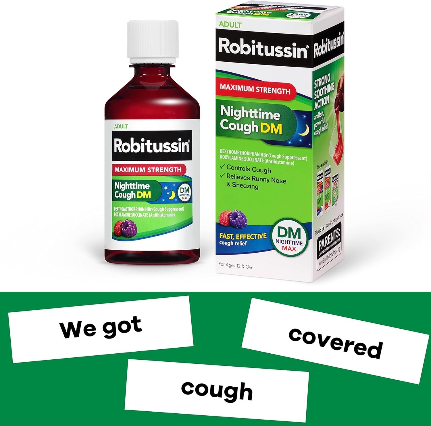Maximum Strength Nighttime Cough DM, Cough Medicine for Adults, Berry Flavor …