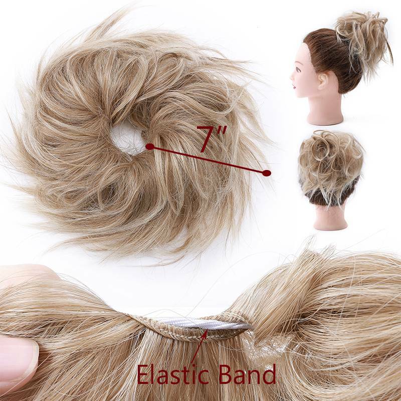 7″ Messy Bun Hair Piece Scrunchie Updo Real Thick Hair Extensions as Human Hair