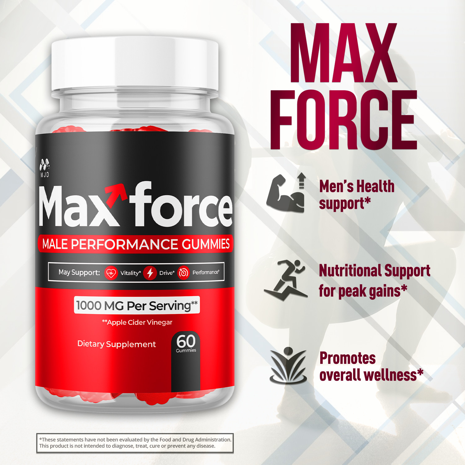 (3 Pack) Max Force Male Gummys Advanced Male Health Support MaxForce 180 Gummies