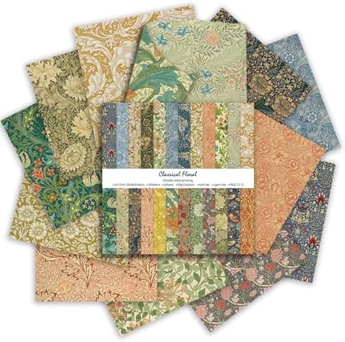 Classical Floral Scrapbook Paper 12×12 – 24 Sheets Double Sided Pattern Decorati