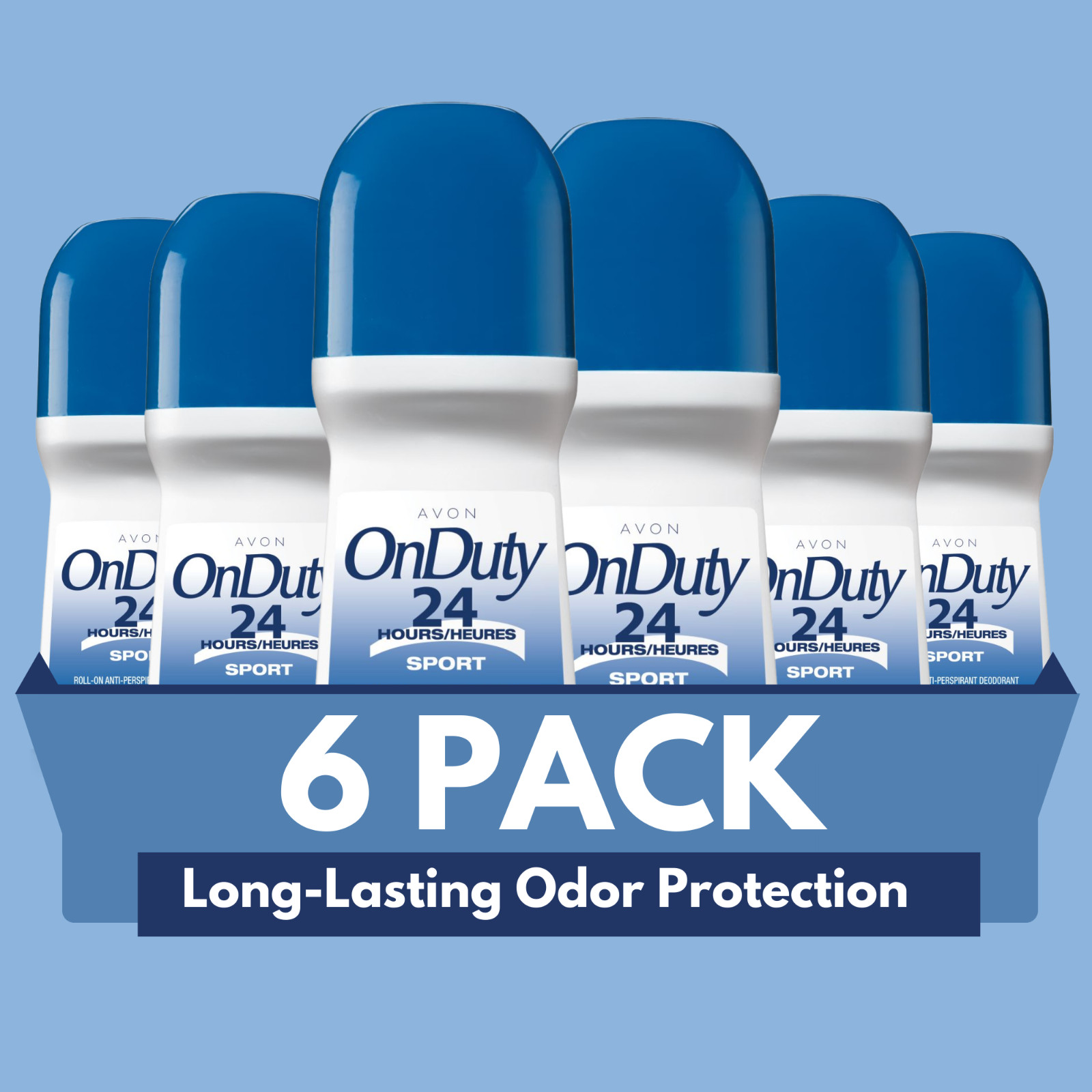 Avon On Duty Sport 24 Hr Roll-On Antiperspirant Deodorant, – 2.6 fl oz (6-Pack)