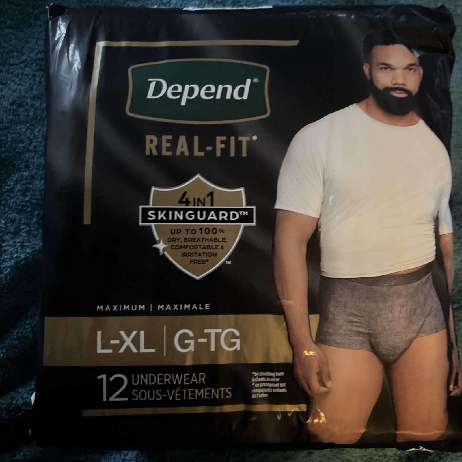 Depend Real Fit Men’s Incontinence Underwear, Maximum Absorbency, L/XL,12 Count