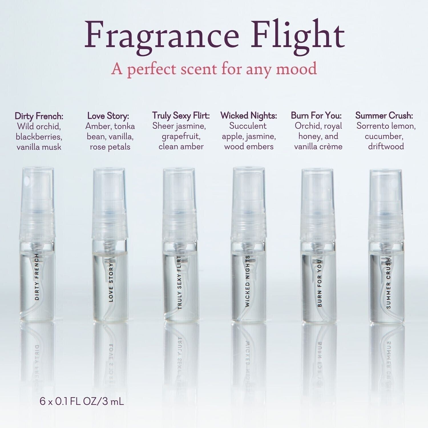 Pure Romance – Fragrance Flight Featuring Love Story Perfume – Plus 3 FREE Gifts