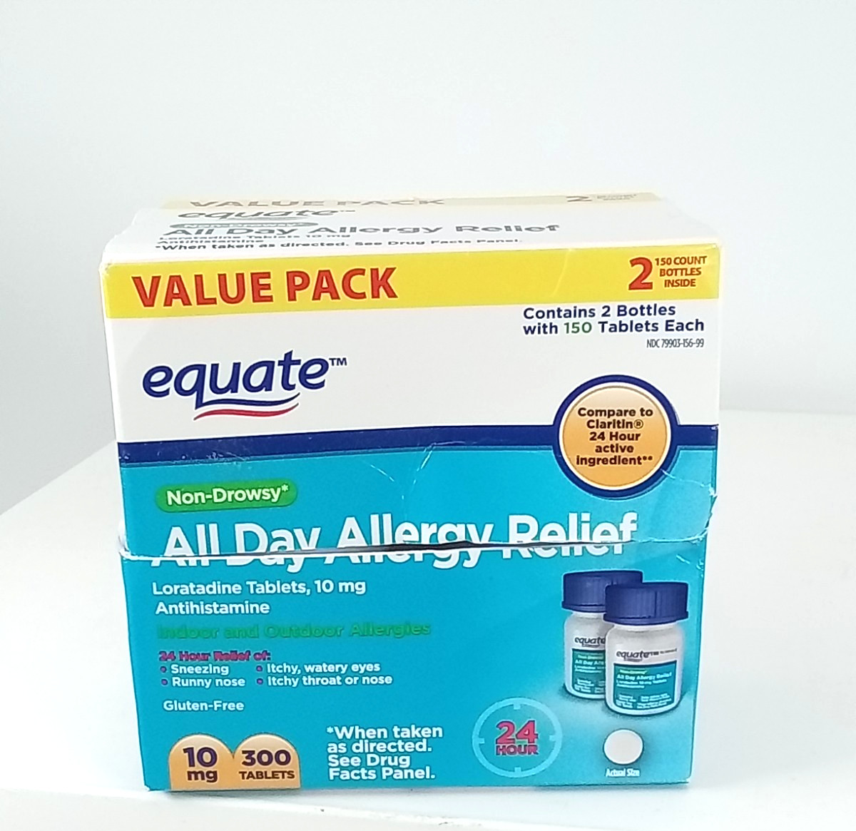 Equate Non-Drowsy Loratadine Allergy Relief Tablets, 10 mg, BB DATE 06/27-01/28