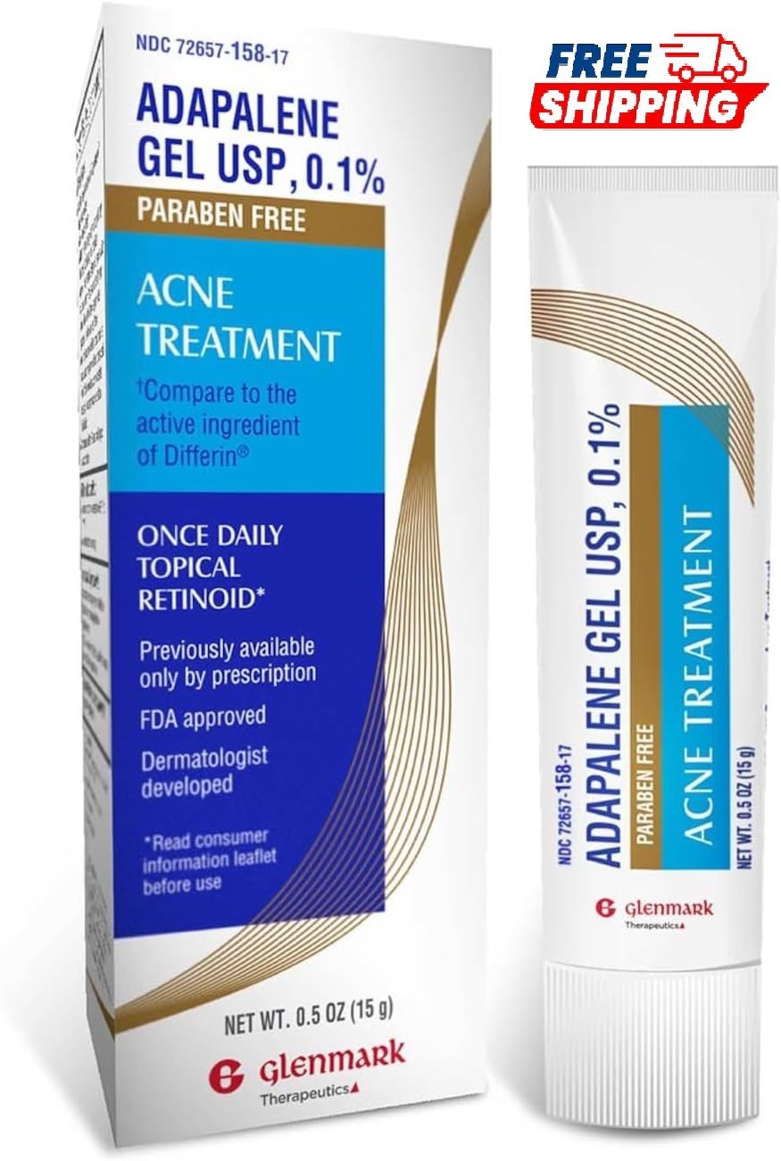 Glenmark Adapalene Gel 0.1% Acne Treatment Topical Retinoid 15g Paraben Free