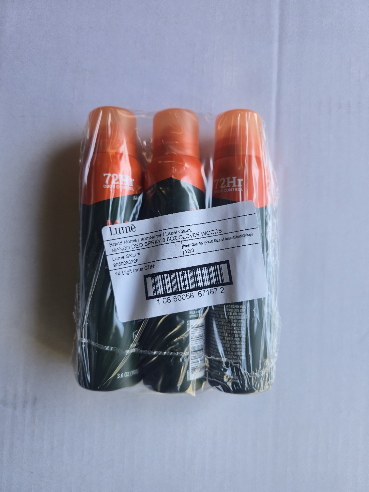 MANDO – Body Deodorant – 72Hr Invisible Spray – 3.6oz – Clover Woods – 3 Pack