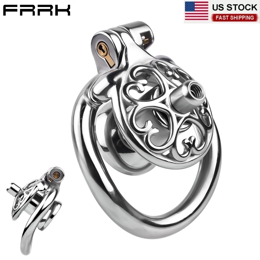 FRRK Stainless Steel Male Chastity Cage Metal Chastity Device with Lock Ring USA