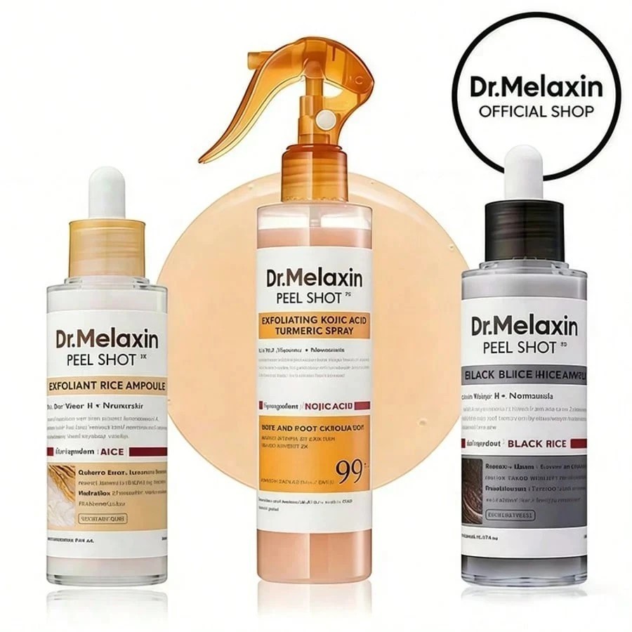 NEW Dr. Melaxin Peel Shot 3-Piece Exfoliant Set Rice & Black Rice Skincare