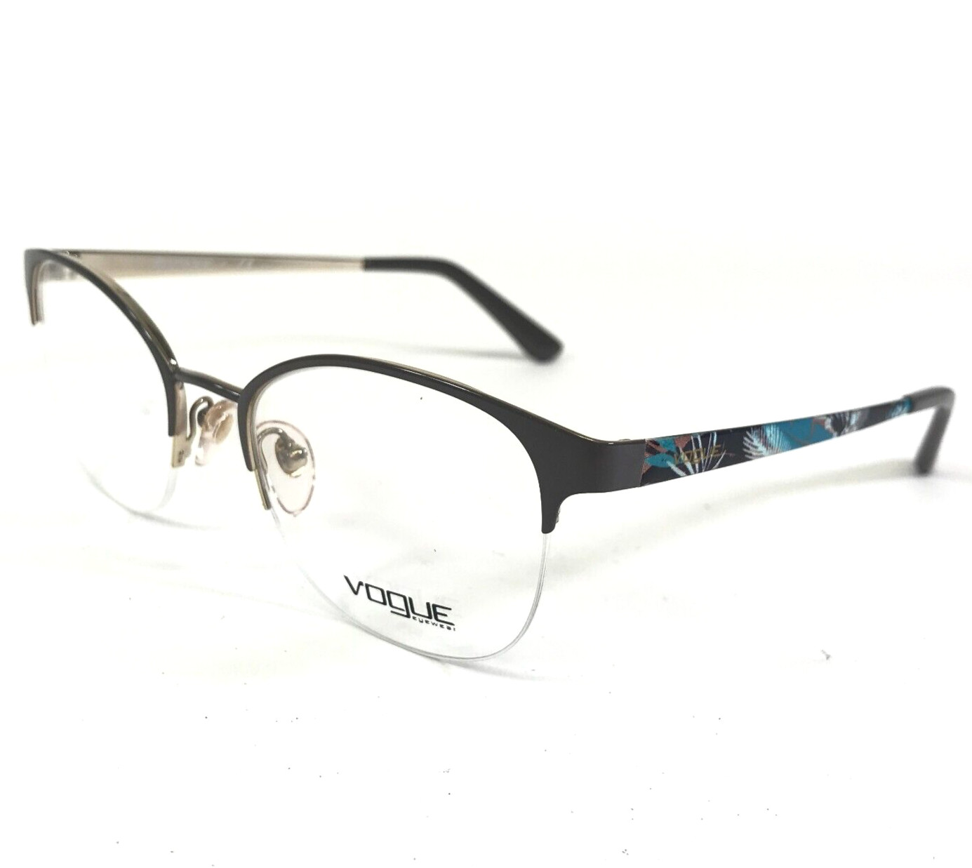 Vogue Eyeglasses Frames VO4071 5071 Grey Blue Gold Square Half Rim 50-19-140