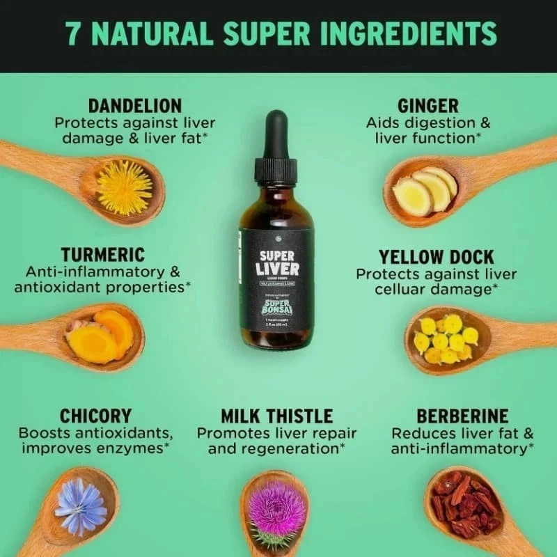2 BOTTLES-Herbal Liquid Drops with Milk Thistle Turmeric Super Liver liver detox