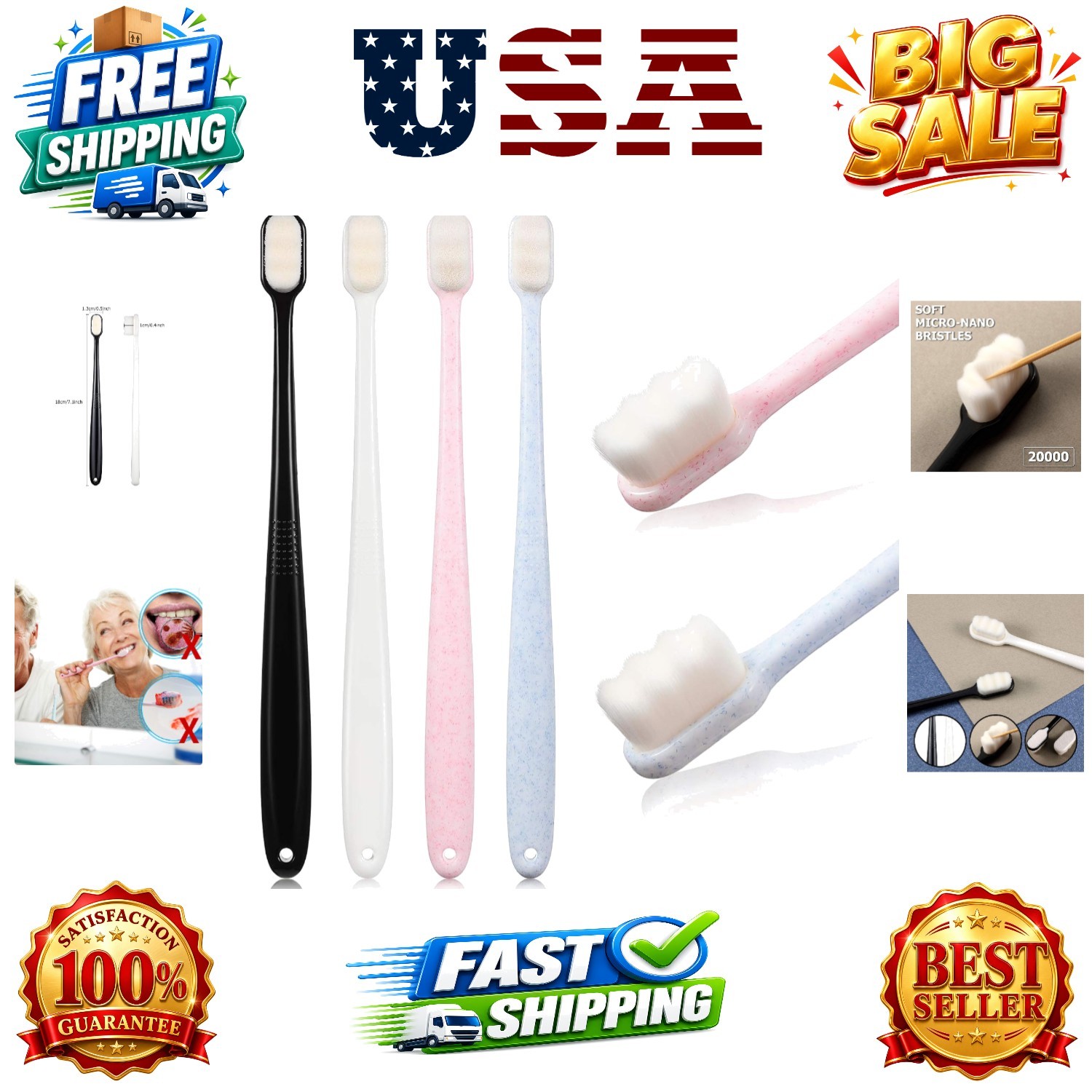 4 Pieces Extra es for Sensitive with 20000 Micro Nano Bristle for Adult Pregn…