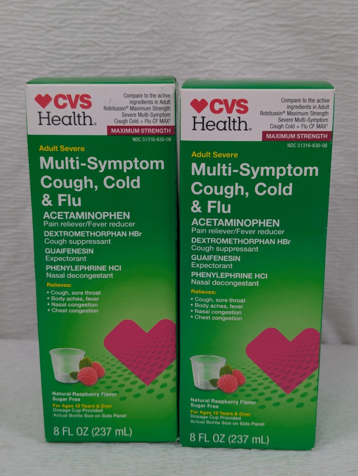 CVS Health – Severe Cough & Sore Throat Liquid – 8oz – exp 03/27 – 2 Pack
