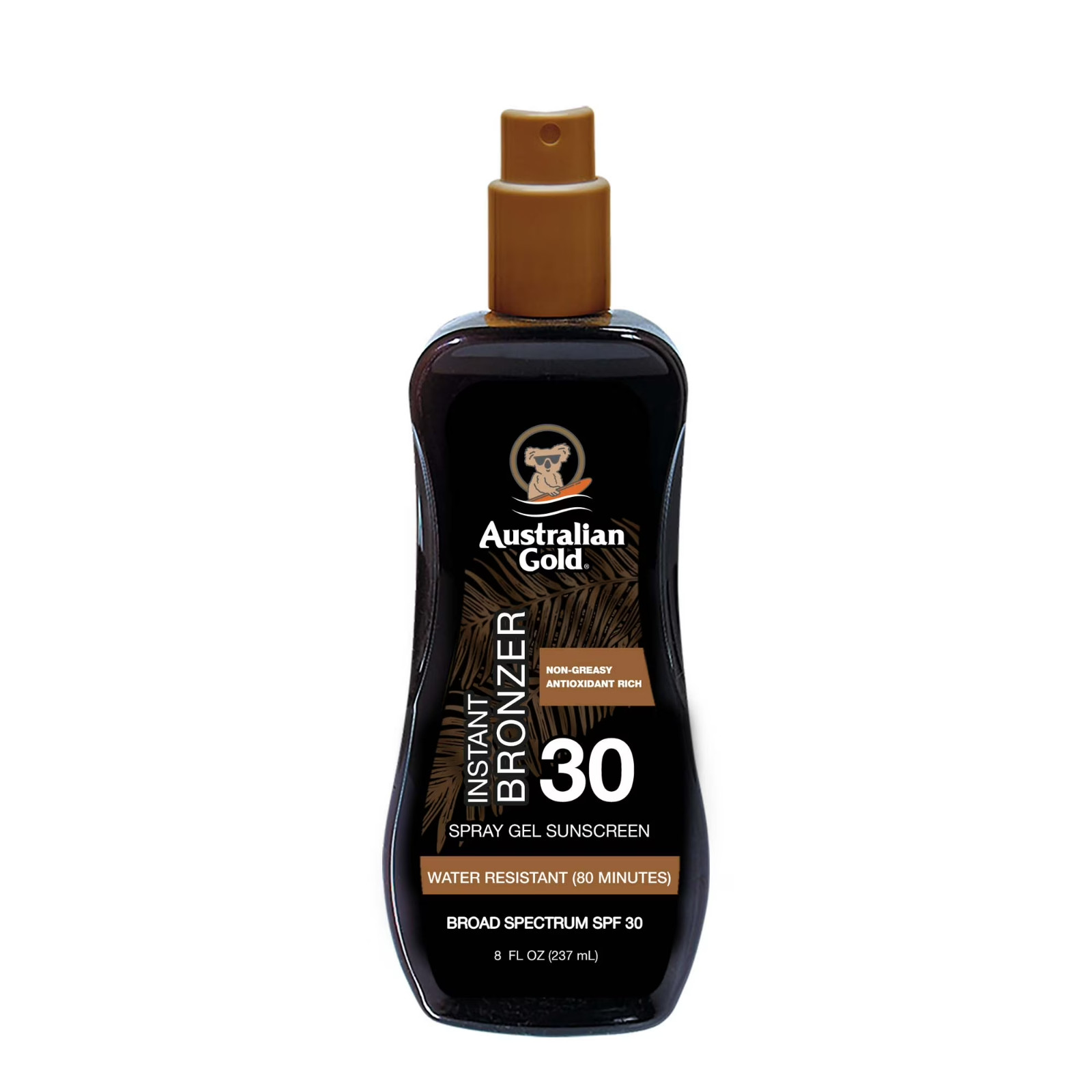 Australian Gold Instant Bronzer SPF 30 Spray Gel Sunscreen 8 oz.