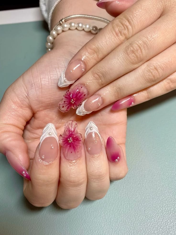 Nice Sumer 3d nails with charms and made by a 10 year-old girl preppy and summer