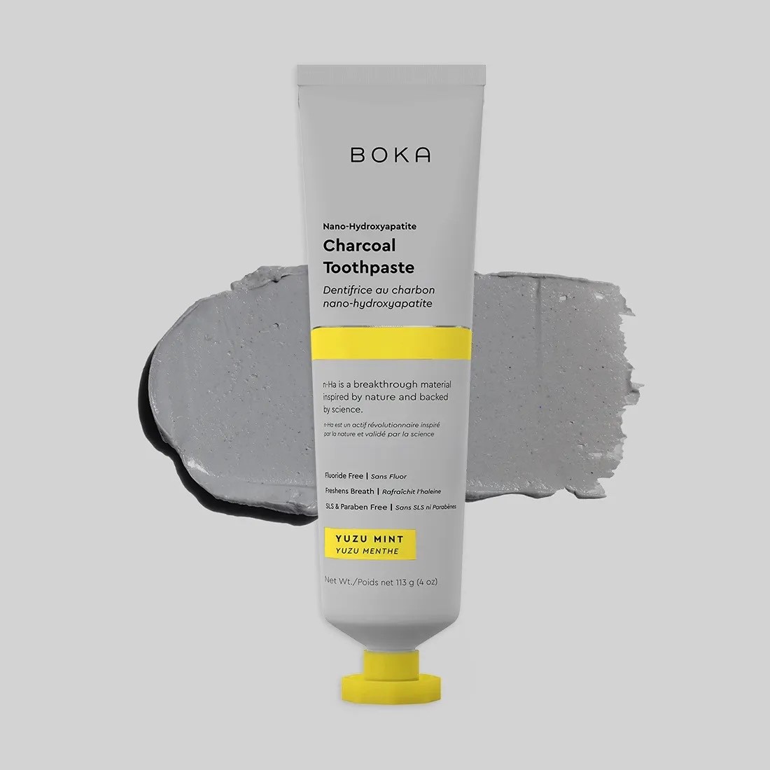 Boka Charcoal n-Ha Toothpaste – Yuzu Mint flavor – 4oz – Fluoride-free – New