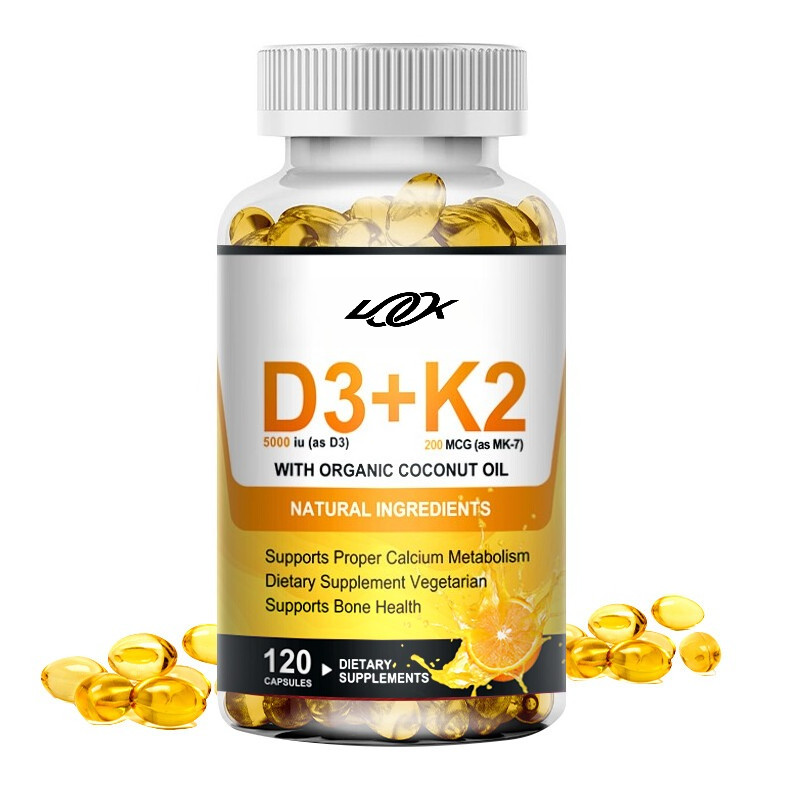 Vitamin D3 + Vitamin K2 120 Softgels – 5000IU Vit D3, 200Mcg MK7-K2 Per Serving