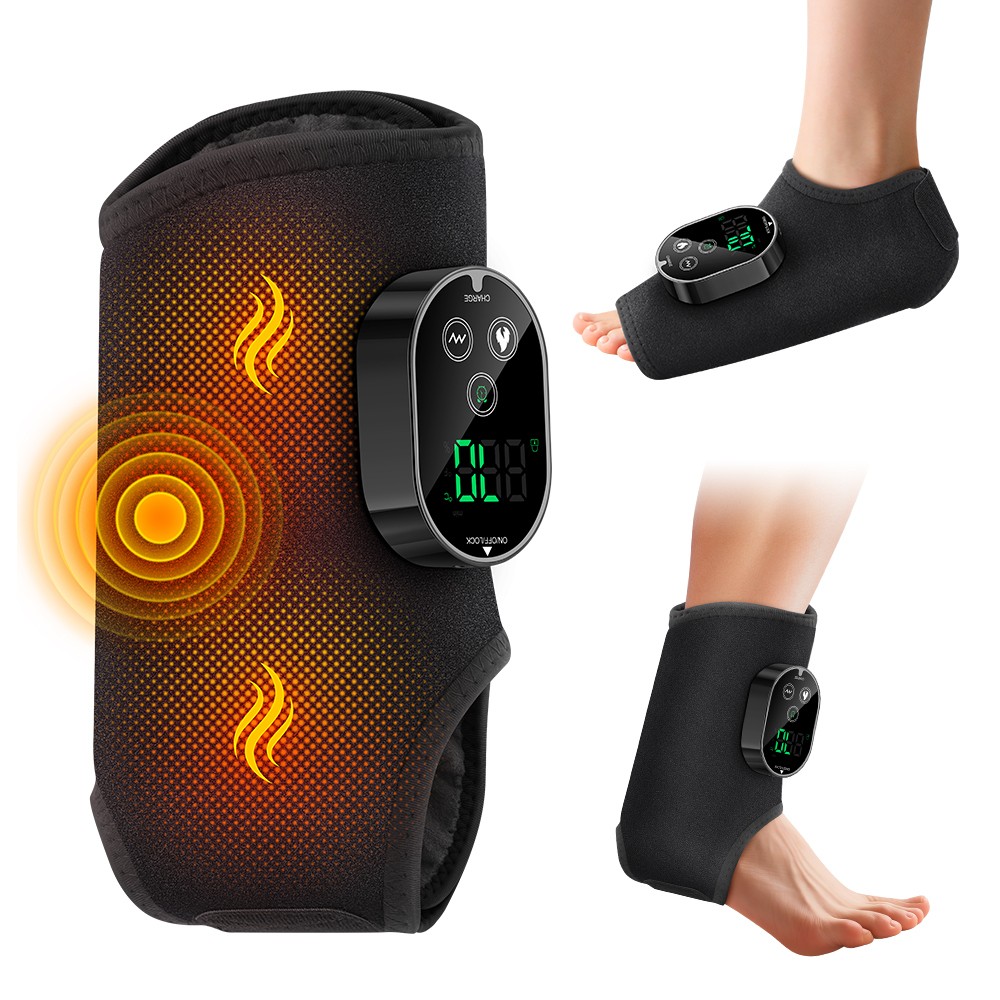 Cordless Foot Ankle Massager Pain Relief with 6 Heat Levels, 3 Vibration Modes