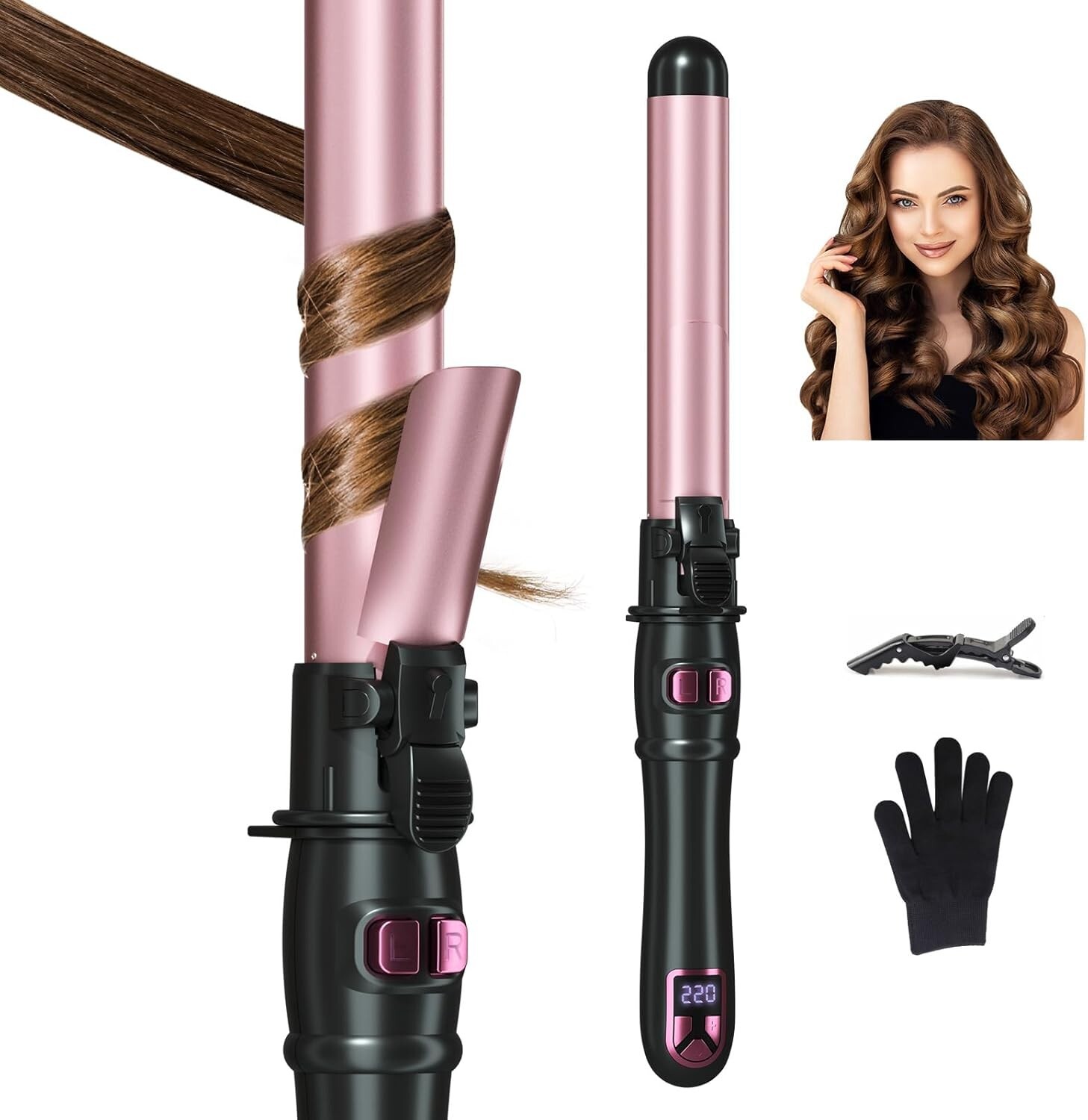Rotating Curling Iron -25mm/1 Inch Automatic Curling Iron For Medium/Long Hair