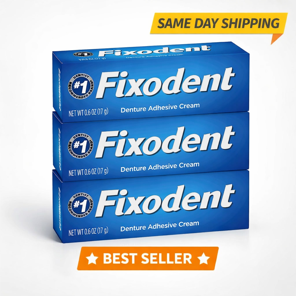 Fixodent Secure Denture Adhesive Cream, 0.6 oz (Pack of 3)