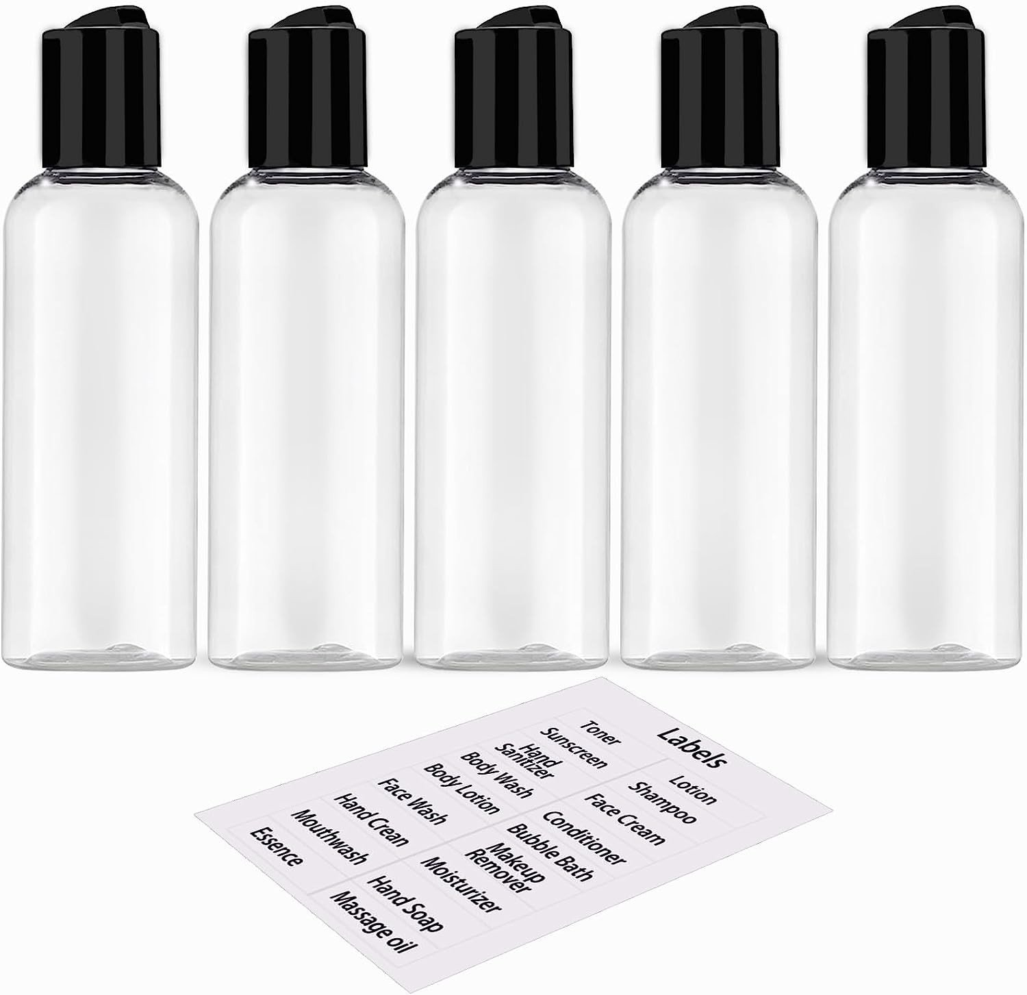 TSA Approved 5 Pack Travel Bottles – Leakproof Toiletry Containers with Labels