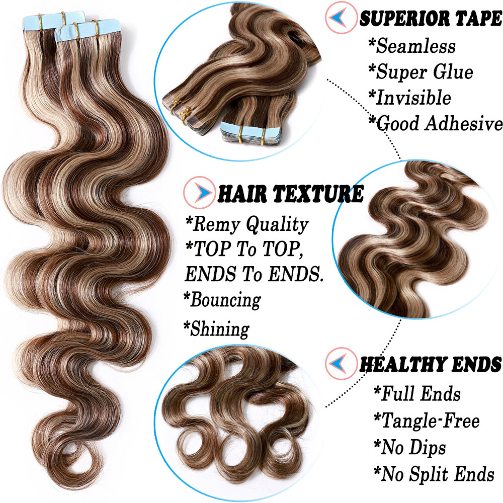 Thick 80PCS 200G 100% Tape In Real Remy Human Hair Extension Full Head Skin Weft