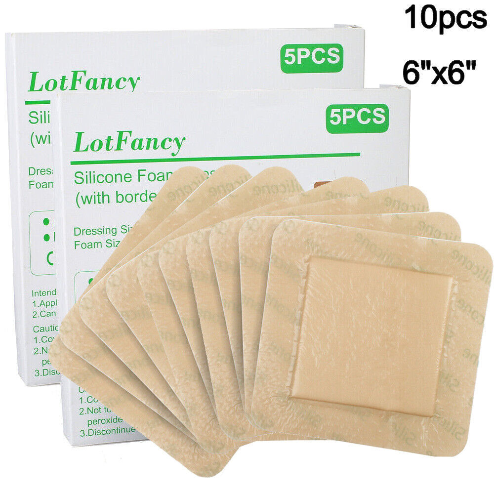 Adhesive Bordered Silicone Foam Dressing 6″X6″inch 5 DRESSINGS per BOX Dressings