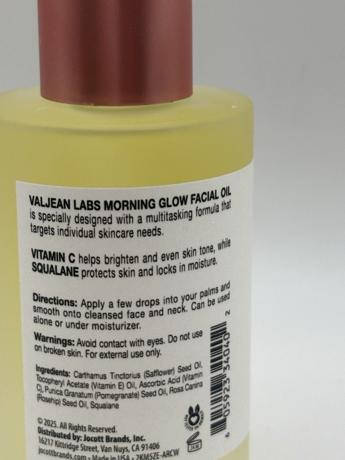 Valjean Labs Morning Glow Vitamin C +Squalane Facial Oil 1.83 fl New