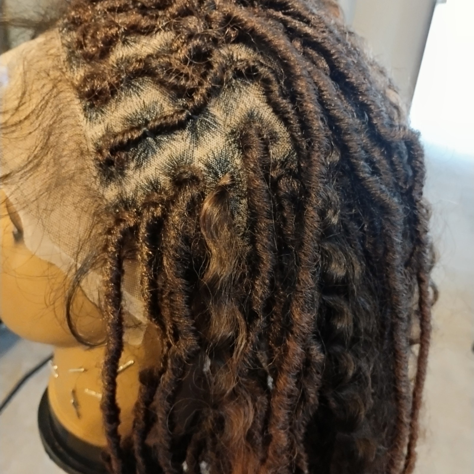 Full Lace BohoFaux Locs Dreadlocks Wig Synthetic Dark Brown/Auburn 21-30in