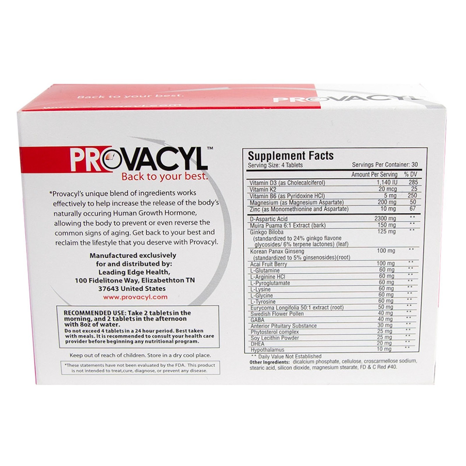 Provacyl 1 Month Supply 120 Tablets Leading Edge Health