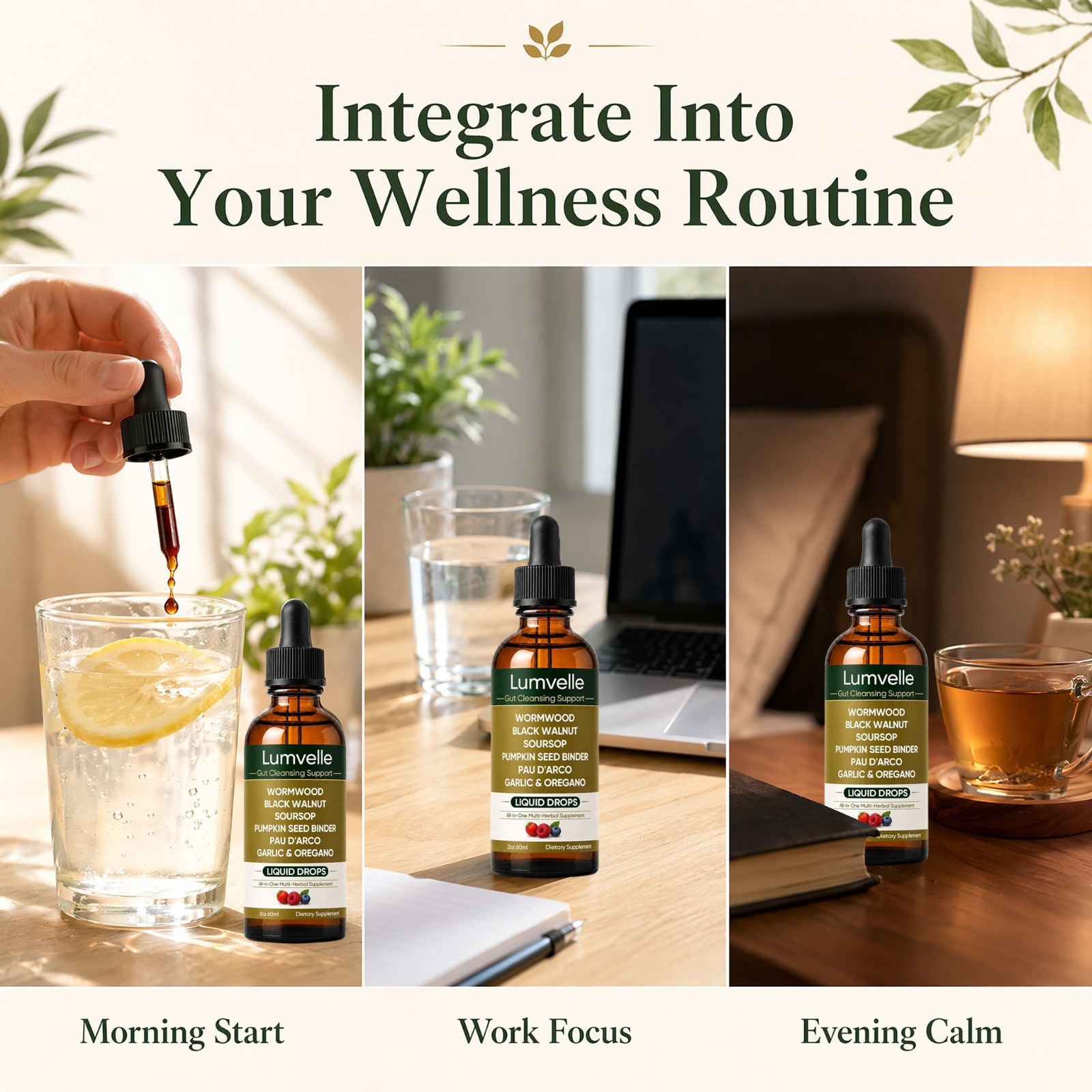 LUMVELLE Wild Harvested Wormwood Herbal Liquid Botanical Supplement Drops